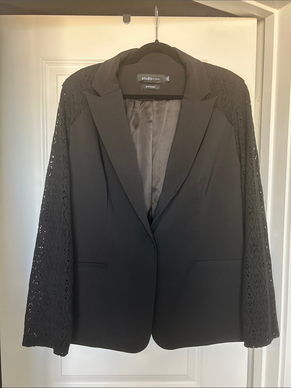 torrid Black Crochet-Sleeve Blazer Jacket